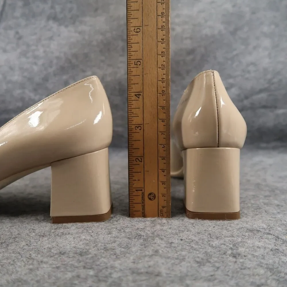Ron White Shoes Womens 37 Pumps Square Toe Block Heel Patent Leather Lizbeth Tan